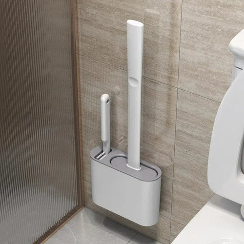 Luvikno | Toalettbørste HygieBrush DuoClean | 2-i-1 Silikon Toalettbørste Sett med Veggmontering | Antibakteriell & Plassbesparende