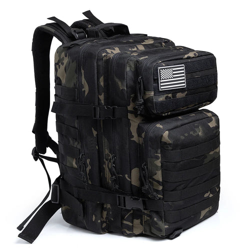 Luvikno | TACTICO45 45 L Utendørs Ryggsekk | Molle-System | 3-Dagers Kapasitet | Robust & Multifunksjonell – Svart/Khaki/Oliven