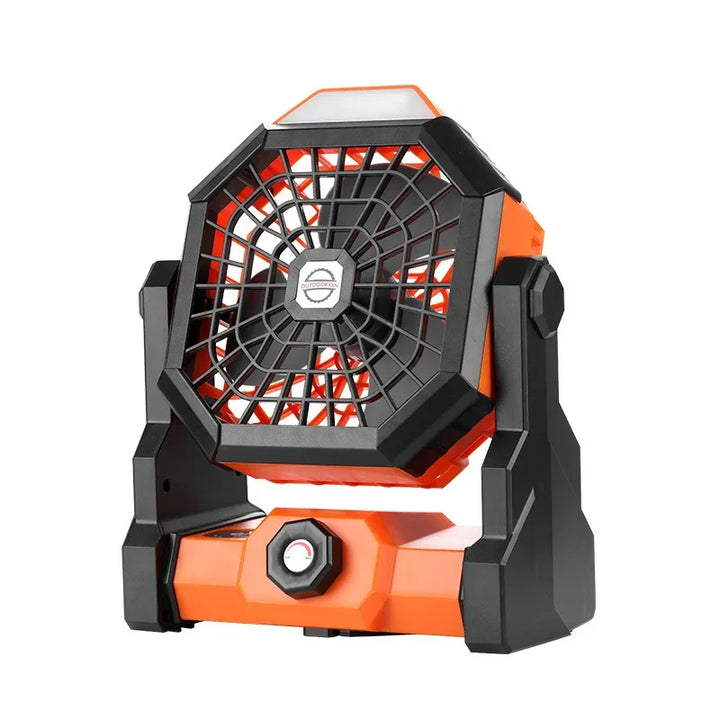 Luvikno | Campora BreezeLight | 2-i-1 Campingvifte med LED-lanterne | 7800 mAh batteri | 270° roterbar | USB-ladbar | For telt, utendørs og reise