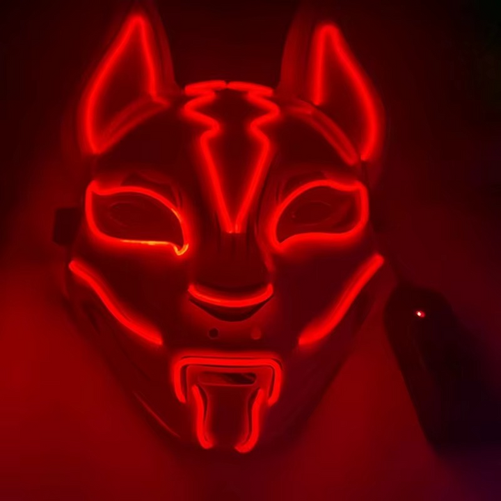 Luminous LED Full Face Fox Maske for Halloween & Cosplay Luvikno