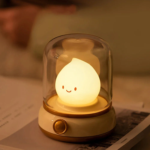 Luvikno | LumiFlame LED Nattlys | Retro Olje Design | USB Oppladbar | Varm Stemningslys