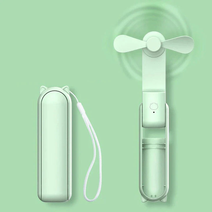 Sammenleggbart Mini-Håndvifte med Powerbank og Håndleddsbånd – FrisMee 2-i-1 | Luvikno