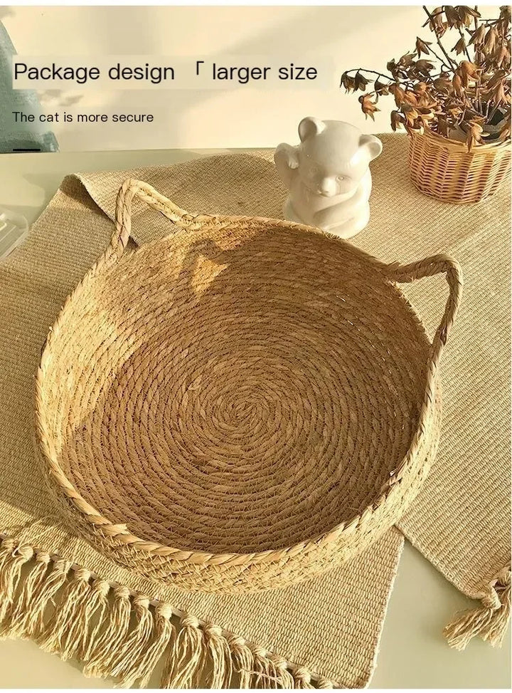 Rattan kattekurv håndlaget & vaskbar Luvikno
