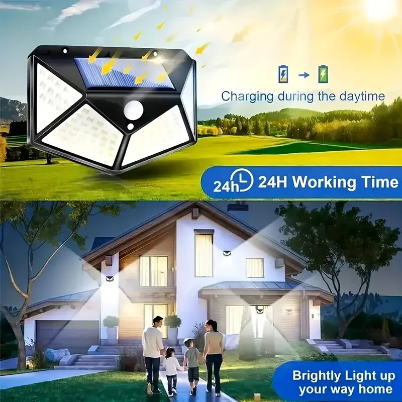Solarvegglys Utendørs 100 LED med bevegelsessensor | Luvikno