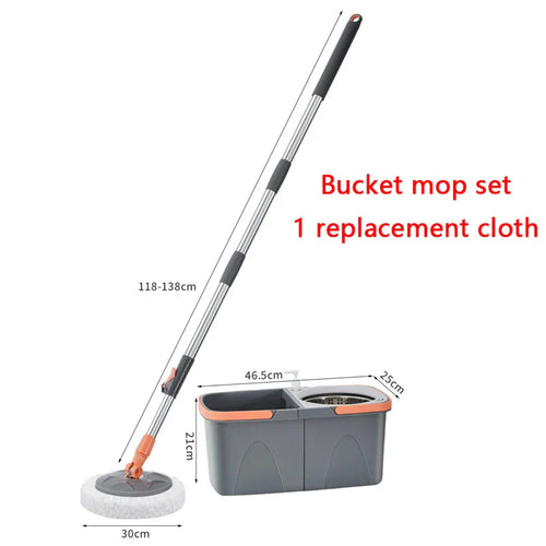 Luvikno | Dual chamber mop with double chamber bucket | 138 cm rustfritt stål håndtak | 360° svingbart hode | For fliser, tre & laminat