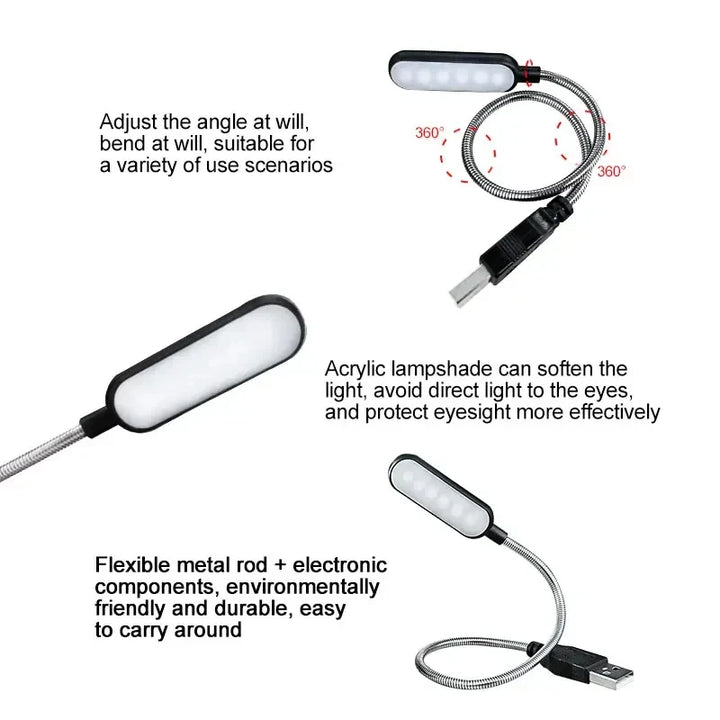 Luvikno | USB LED Lese Lampe – Kompakt Lys for Nødsituasjoner