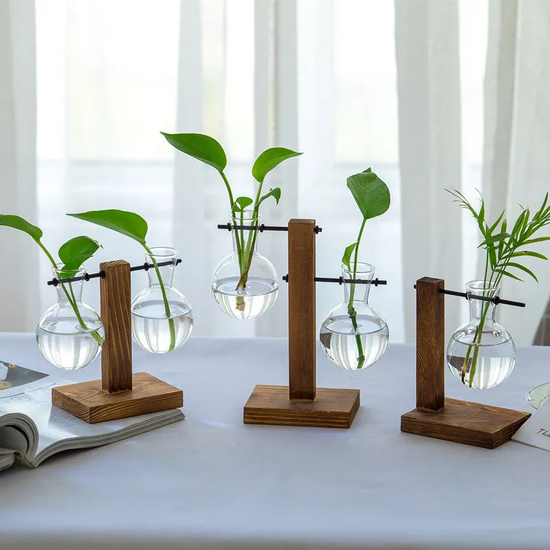 Luvikno | Naturiva Design Glassvase med Trellager | For Snittblomster & Hydroponikk | Skandinavisk Stil | 3-Delt Sett
