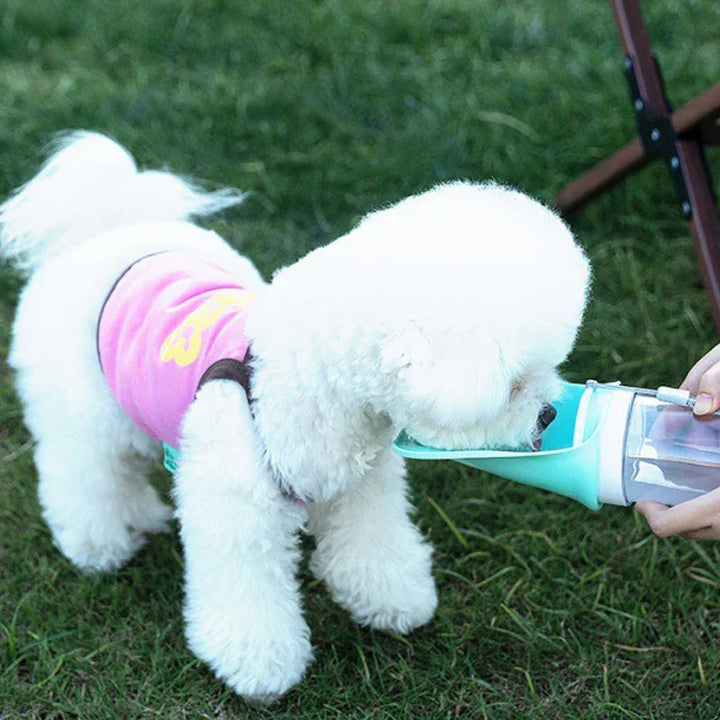 Luvikno | AquaPaws 2-in-1 Dog Water Bottle | With collapsible bowl and food compartment | For small and large dogs | Ideal for on the go