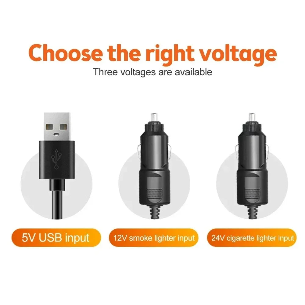 360° Justerbar 3-Hode Bilvifte USB/12V/24V – AirFlow | Luvikno