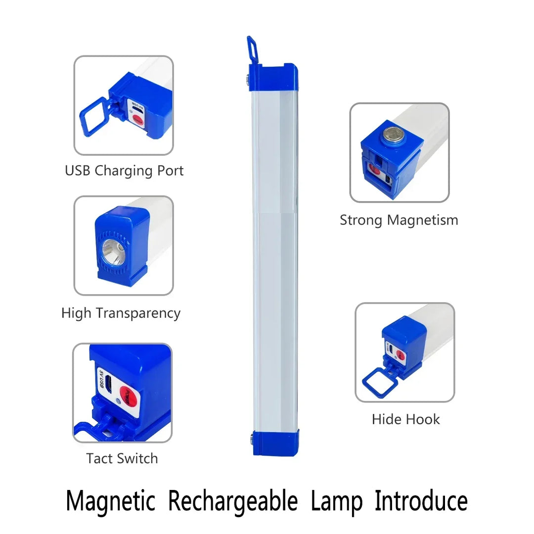 Luvikno | MagnaBeam LED Rør | Oppladbar Campinglampe med Magnet og Krok | 32/52 cm | Bærbar Nødlys for Utendørs & Kjøretøy