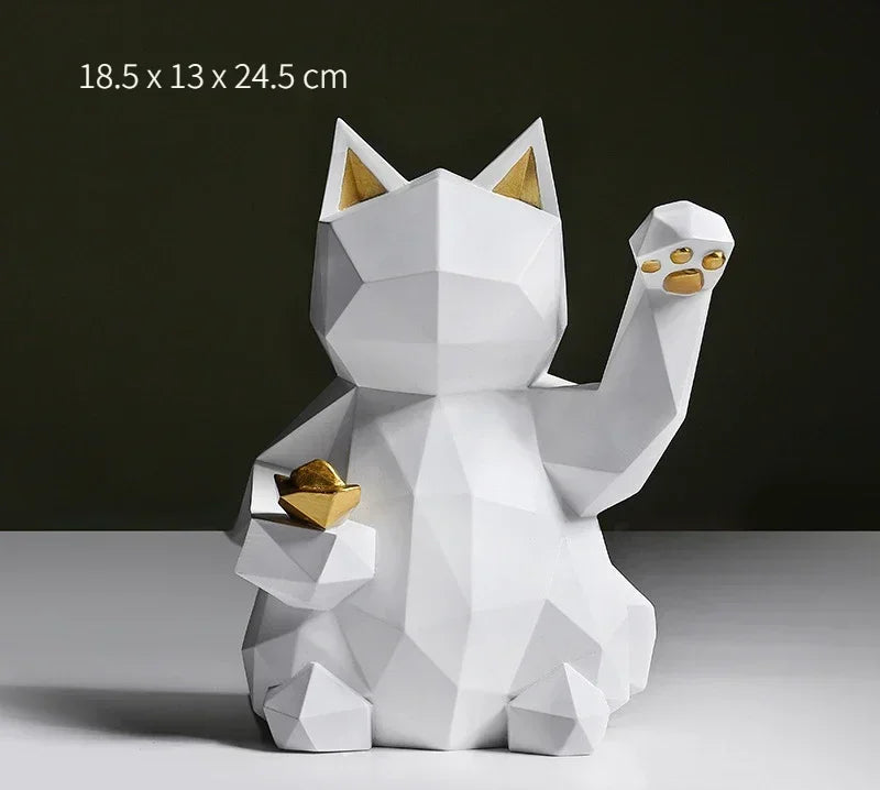 Nordic Minimalisme Geometri Lykke Katt Statuer | Luvikno