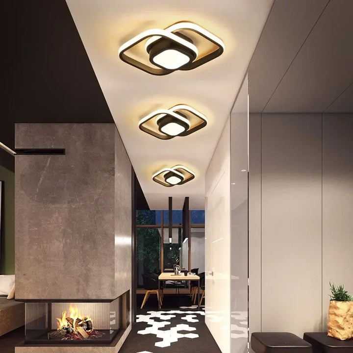 Moderne LED Taklampe 18W | Kreativ Design med 2 Ringer | Energivennlig Belysning for Stue & Kontor 24 cm | Luvikno