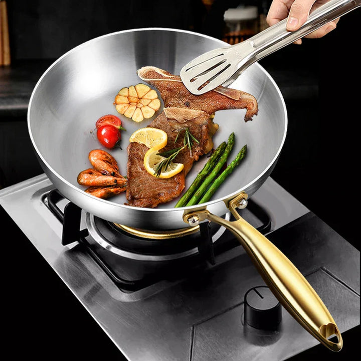 ChefSteel – Profesjonell Rustfritt Stål Stekepanne for Gass & Induksjon | Luvikno