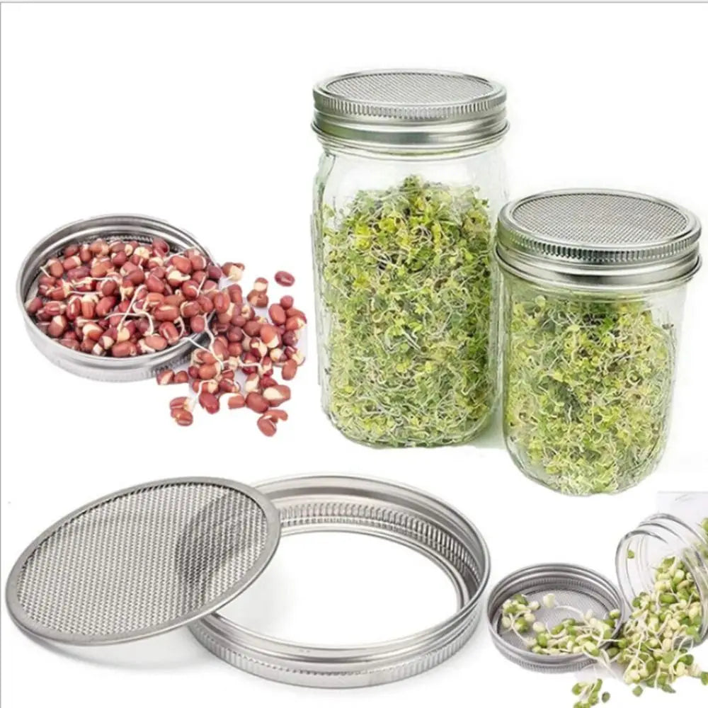 Luvikno | VitaKeim Spirekrukke Sett | Rustfritt Stål Sil Lokket | For Ferske Spirer Hjemme | 16oz & 32oz
