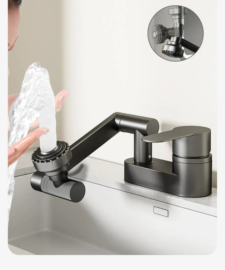 Aqua Twist Duo-Flex Servantbatteri – 360° svingende to-hulls blandebatteri for varmt og kaldt vann Luvikno