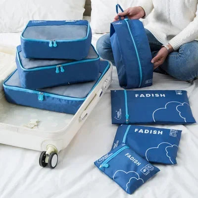 Luvikno | Packavio Reiseorganiser Sett 7-delt | Koffertposer for Klær & Sko | Plassbesparende & Vannavvisende