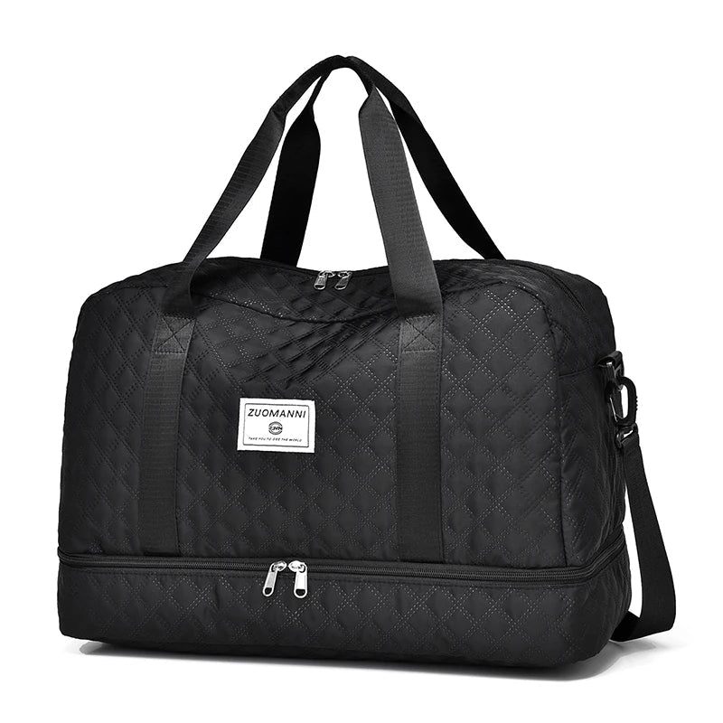 Luvikno | Raumio TravelFlex Lettvekts Reisebag med Diamantmønster | Stor Sports- og Helgetaske med Skoavdeling og Fuktavdeling | Kabinbagasje Egnet og Sammenleggbar