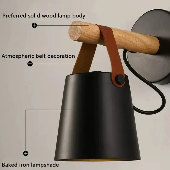 NordicGlow Light - Tre LED Vegglampe med Lærdetaljer Luvikno