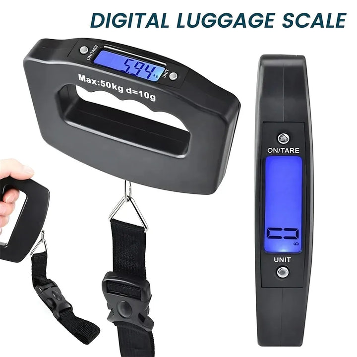 Luvikno | WeighLite Digital Bagasjevekt | LCD Display med Bakgrunnsbelysning | Opptil 50 kg | Portable & Presis | For Reise & Bagasje