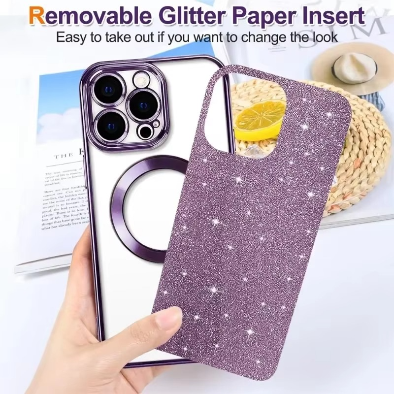 Glitrende elektroplate etui med MagSafe for iPhone Luvikno