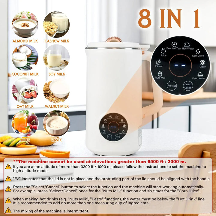 Luvikno | PlantPure Plante Melk Maker 8-i-1 | For Nøtt, Havre & Soyamelk | 1000 ml Kapasitet | BPA-fri