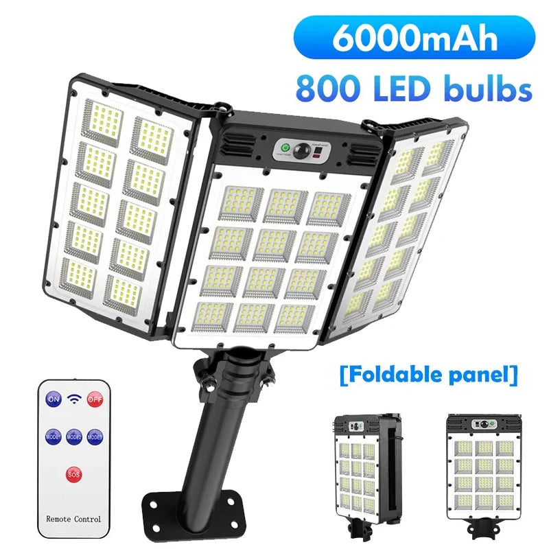 Luvikno | Solar Vegglampe LumiSeca | 800 LED-lamper Super Bright | Med bevegelsessensor | 3 lysmoduser | Vanntett for hage og utendørs