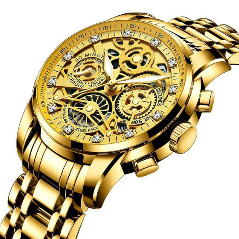 SkeletonWatch - Stilig Herreklokke med Svart Design Luvikno