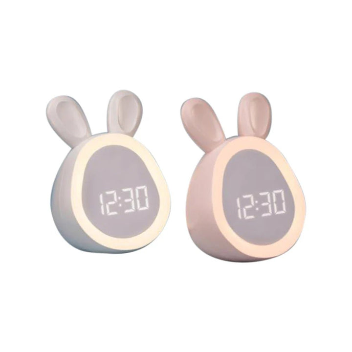 Kaninhode formet barneklokke med LED nattlys - BunniGlow | Luvikno
