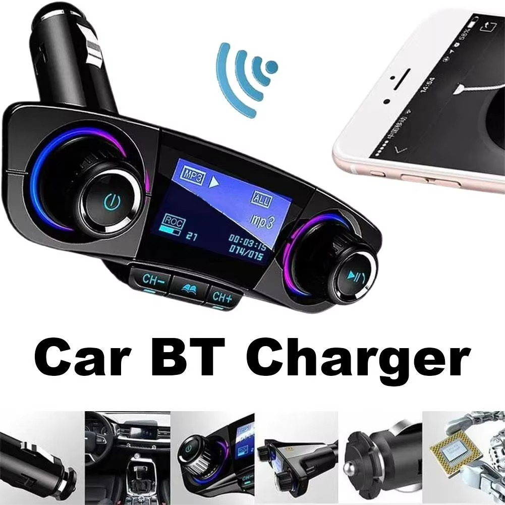 Bluetooth 5.0 Car FM transmitter with dual USB charger and LED display Luvikno