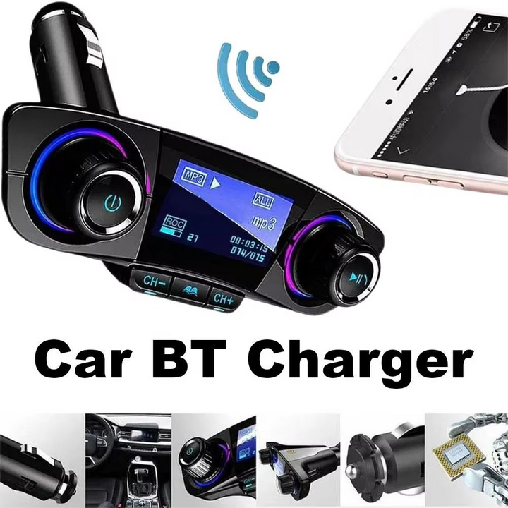 Bluetooth 5.0 Car FM transmitter with dual USB charger and LED display Luvikno