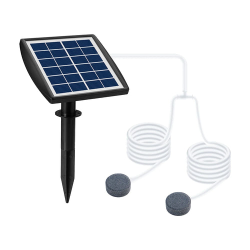 Luvikno | AquaSola Solenergidrevet Oksygenpumpe med Batteri | 6V 2W | For Dammer & Akvarier | Inkluderer 2 Luftsteiner & 0,25 cm Slange