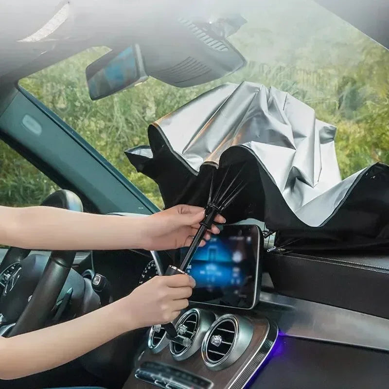 Luvikno | Auto Solskjerm SunFold | UV Beskyttelse & Varmebeskyttelse | Kompakt & Sammenleggbar | For SUV & Hatchback