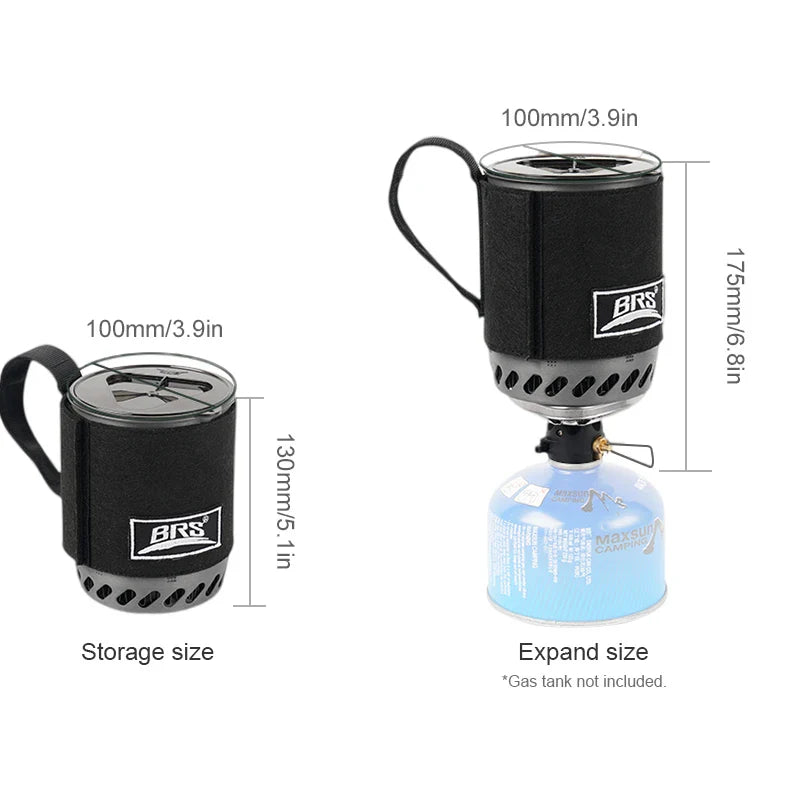 Luvikno | TrailFlame Ultra-light BRS-61 Campingkomfyr med integrert varmelagerkjel | Utendørs gasskomfyr for trekking og backpacking