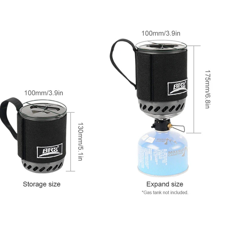 Luvikno | TrailFlame Ultra-light BRS-61 Campingkomfyr med integrert varmelagerkjel | Utendørs gasskomfyr for trekking og backpacking
