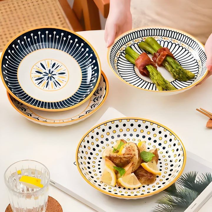 Porselen Tallerken Sett Håndmalt – Elegant og Dekorativ | Perfekt for Hverdag og Spesielle Anledninger | Luvikno