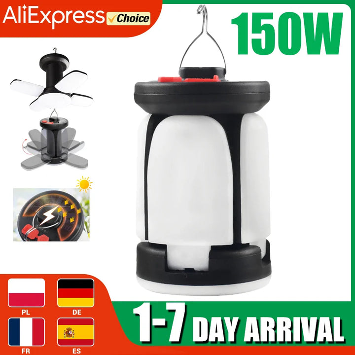 Luvikno | LUMALITE Solcelle Campinglampe | USB & Solenergi Lading | 6 Lysmoduser | Sammenleggbar & Power Bank – 1000 Lumen