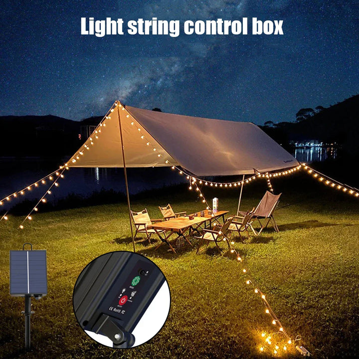 Luvikno | Solkontrollboks LumiBox SolarControl | Med fjernkontroll og 8 lysmoduser | For LED-lenger | Innendørs og utendørs bruk