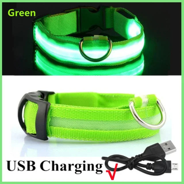 Luvikno | LUXPETS GlowSafe LED Hundekrage | Belyst & Oppladbar | Justerbar & Vanntett | Antitap på Natt