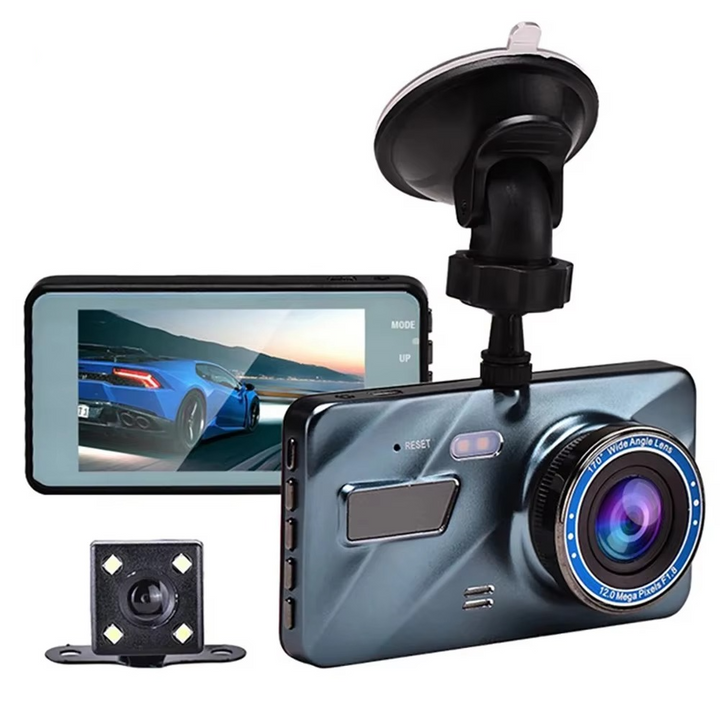 4" Dobbeltlinse Dash Cam med Full HD 1080P, Nattesyn, Front- og Bakvisning, Loopopptak, Aluminiumslegering Svart Boks Luvikno