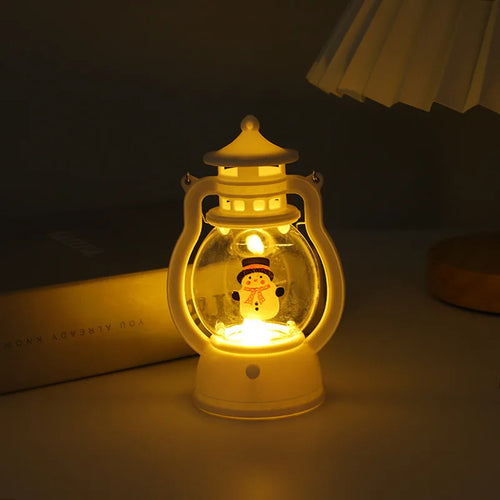 Mini julelampe med LED-belysning - Bærbar dekorativ lantern for festlig dekorasjon, vinter- og julesesong | Luvikno