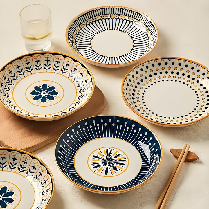 Porselen Tallerken Sett Håndmalt – Elegant og Dekorativ | Perfekt for Hverdag og Spesielle Anledninger | Luvikno