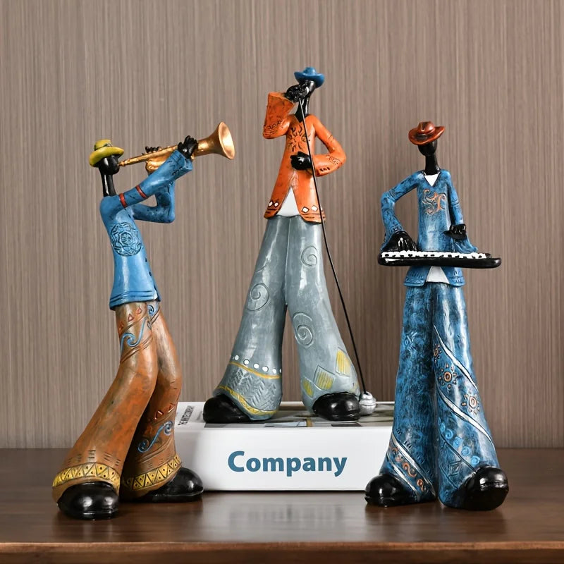Resin Jazz Band Figurine - Vintage Music Decor Statue | Luvikno