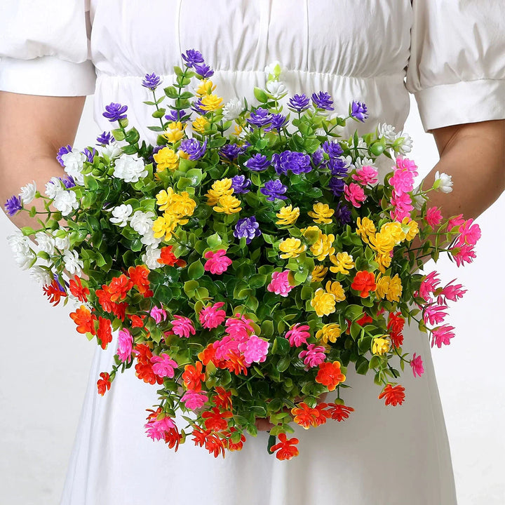Luvikno | Kunstige blomster FloraSun | UV-bestandig og værbestandig | Hengende dekorative planter for hage og balkong | Enkel pleie og eviggrønn