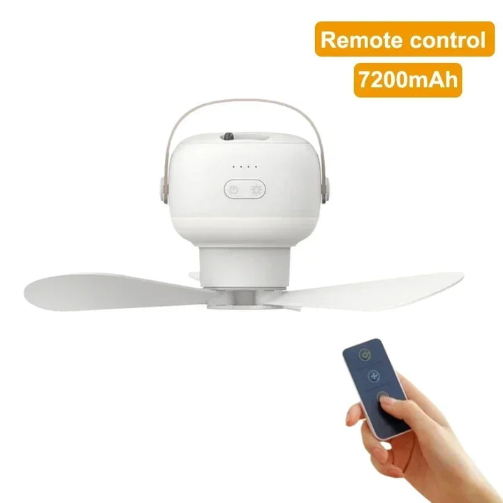 Luvikno | CampiBreeze Mobil Takvifte | 3600/7200 mAh Batteri | LED & Fjerkontroll | Stille & Hengbar