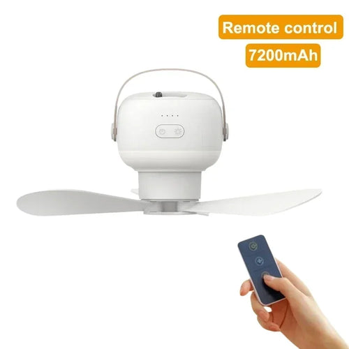 Luvikno | CampiBreeze Mobil Takvifte | 3600/7200 mAh Batteri | LED & Fjerkontroll | Stille & Hengbar