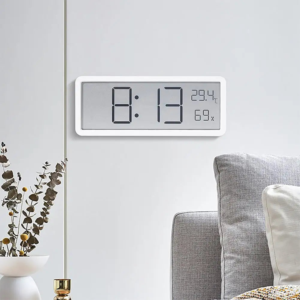Stor digital veggklokke med temperatur- og fuktighetsdisplay – Perfekt for stue, soverom og kontor | Luvikno