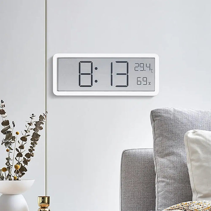 Stor digital veggklokke med temperatur- og fuktighetsdisplay – Perfekt for stue, soverom og kontor | Luvikno
