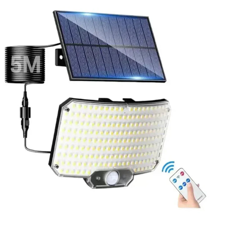 Luvikno | LumaXpert 234 | Solar ute spotlight med bevegelsessensor | 3 lysmoduser og fjernkontroll | IP65 vanntett