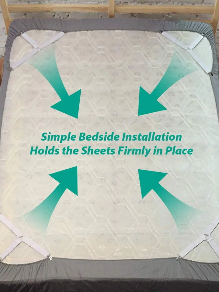 Luvikno | GRIPFIX Fitted Sheet Holder Set | 4-Pack Triangulære Sengetøysstrikker | Justerbare & Anti-skli – For Madrasser, Borddekk og Dekksystemer