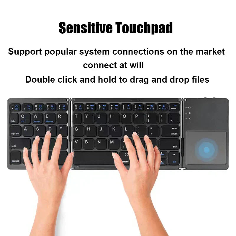 Trådløst sammenleggbart Bluetooth-tastatur med berøringspute – Kompakt, allsidig og ultrabærbar | Luvikno